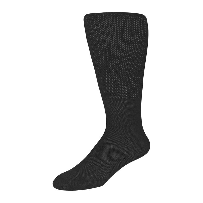 Brooklyn Socks Big and Tall Diabetic Neuropathy Cotton Socks, King Size Mens Athletic Crew and Quarter Socks (Size: 13-16) (Extra Wide - Black, 6) - Image 3